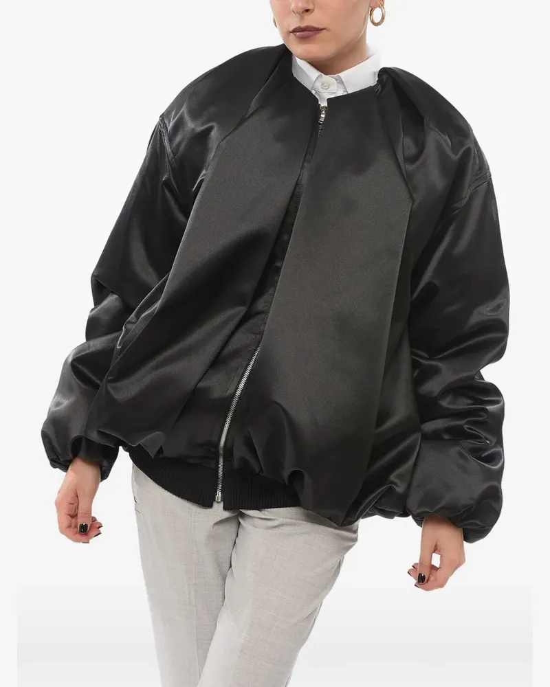 WE 11 DONE Drapierte Bomberjacke aus Satin - Schwarz Schwarz