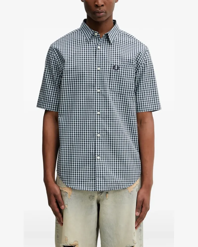 Fred Perry gingham embroidered-logo shirt - Blau Blau