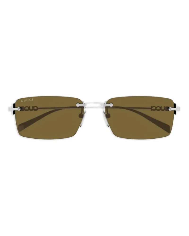 Gucci Sonnenbrille mit eckigem Gestell - Silber Silber