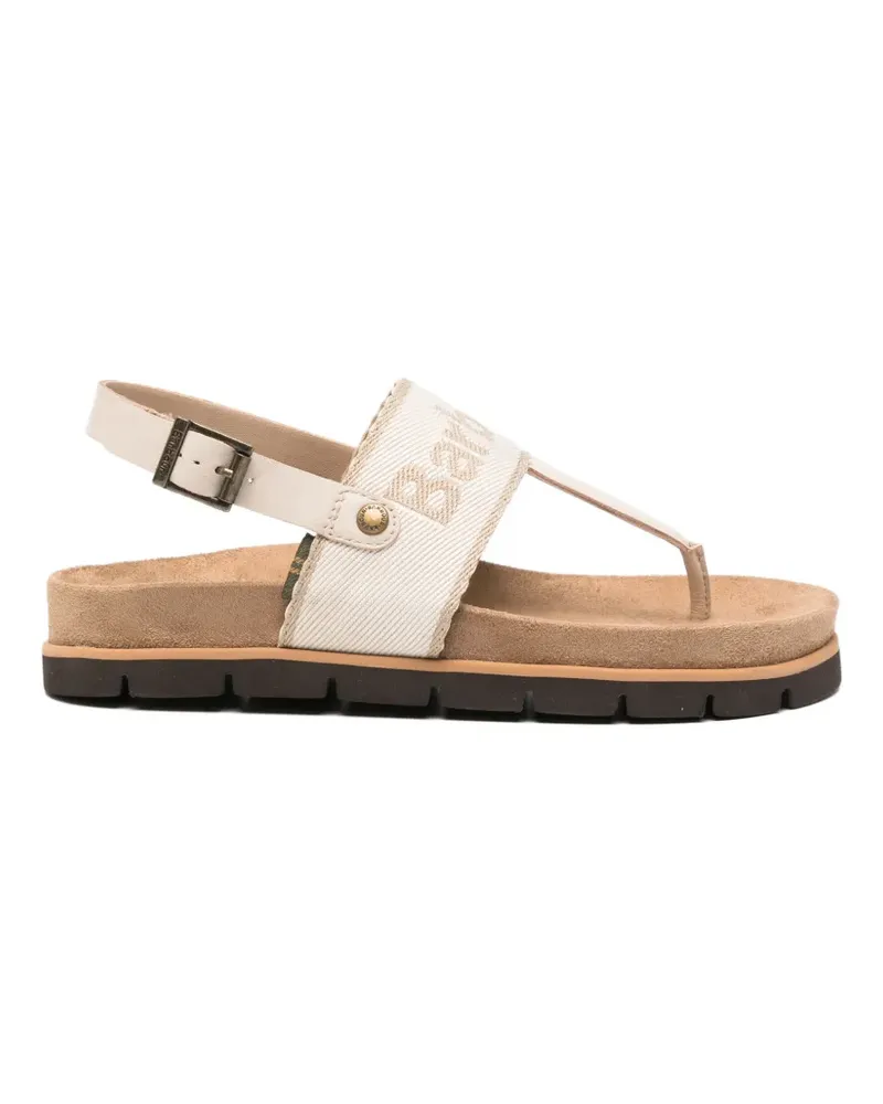Barbour Lumley logo-embroidered slingback sandals - Nude Nude
