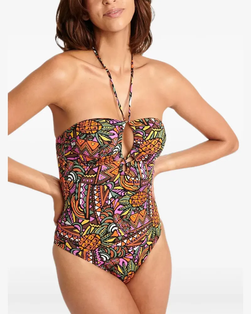 Banana Moon abstract-print swimsuit - Schwarz Schwarz
