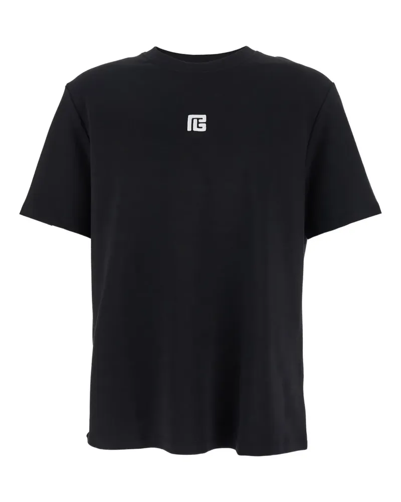 Balmain T-Shirt mit Logo-Stickerei - Schwarz Schwarz