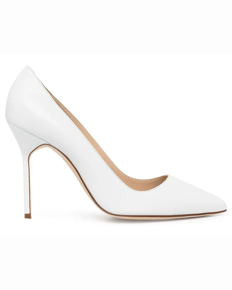 Manolo Blahnik Romy Pumps mit spitzer Kappe 70mm - Weiß Weiß