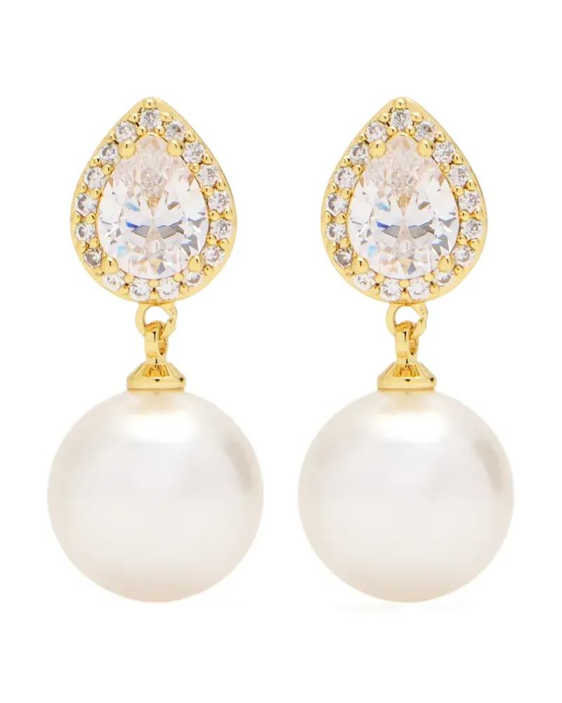 Self-Portrait faux pearl embellished earrings - Gold Gold