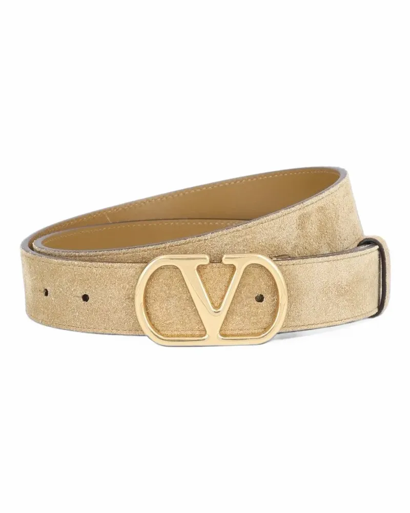 Valentino Garavani VLogo Signature Gürtel aus Wildleder - Nude Nude