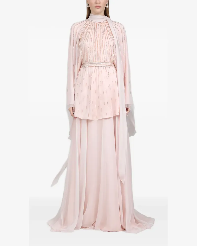 Dina Melwani Jumpsuit mit Pailletten - Nude Nude