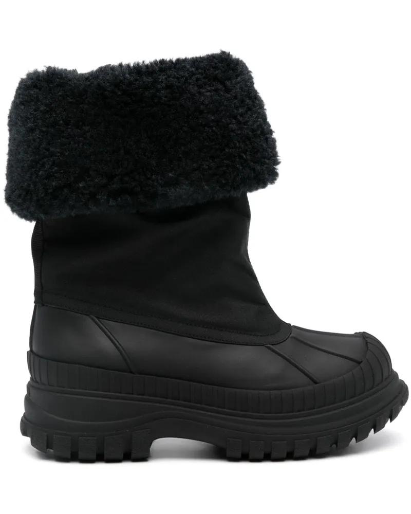 Ganni Stiefel mit Faux Shearling - Schwarz Schwarz