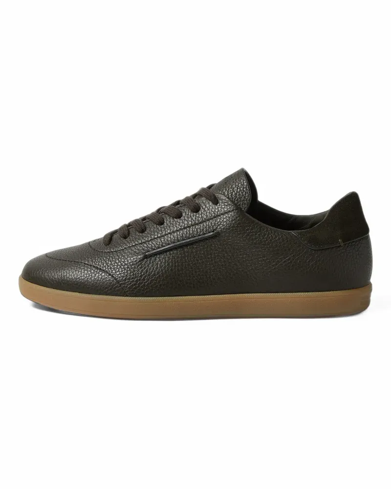 Ermenegildo Zegna dark olive-green leather 232 sneakers - Grün Grün