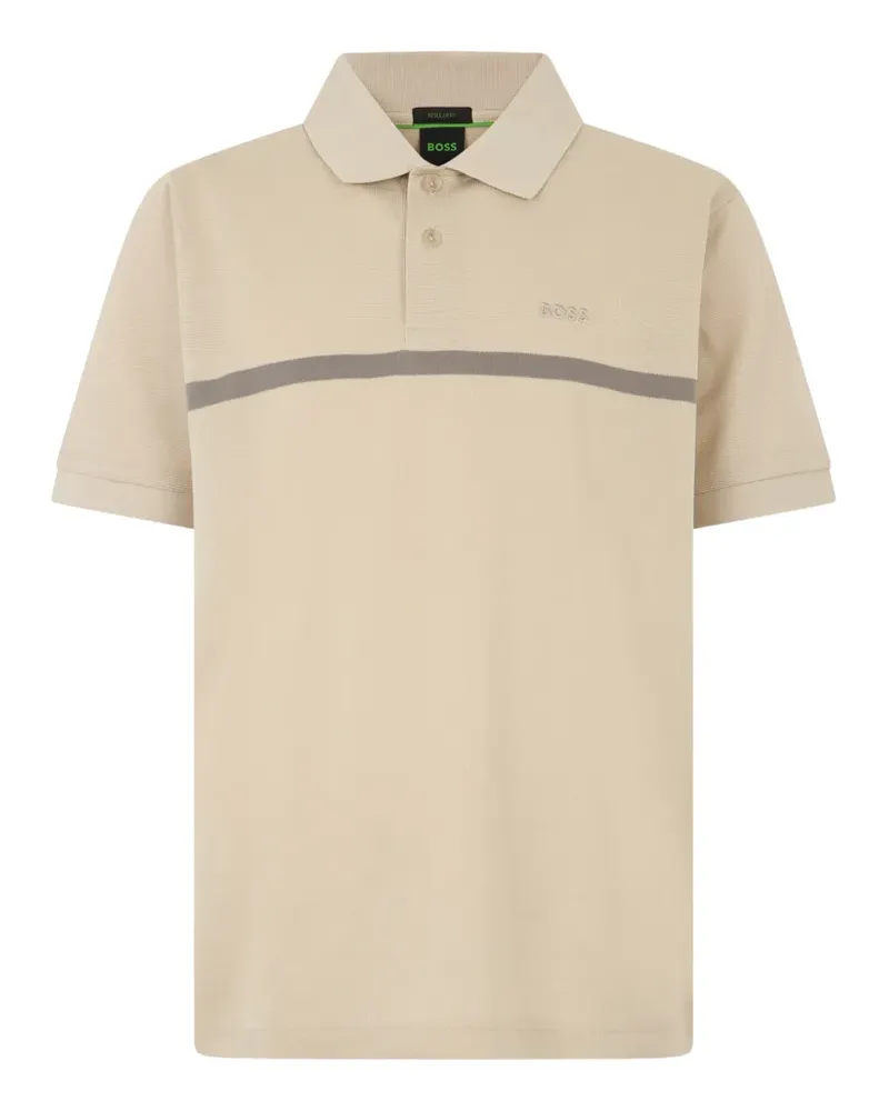 HUGO BOSS logo-embroidered stripe-detail polo shirt - Nude Nude