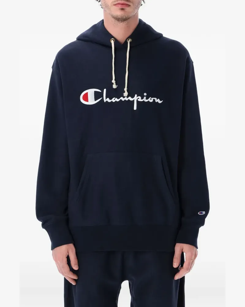 Champion logo-embroidered hoodie - Blau Blau