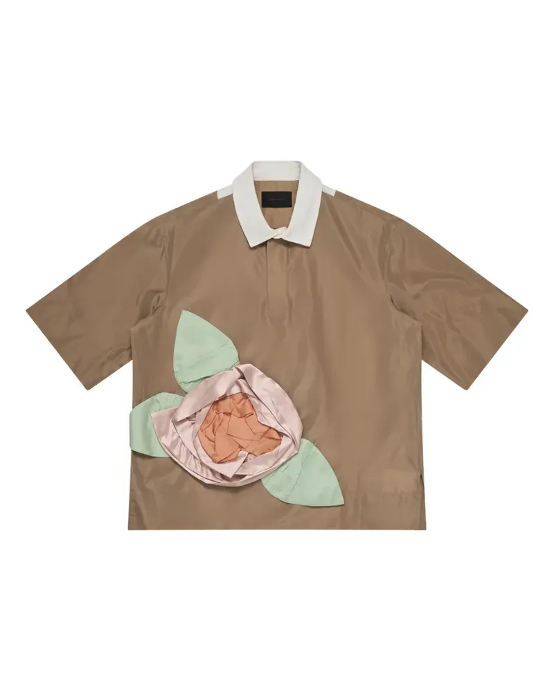 Simone Rocha Poloshirt mit Blumenapplikation - Braun Braun