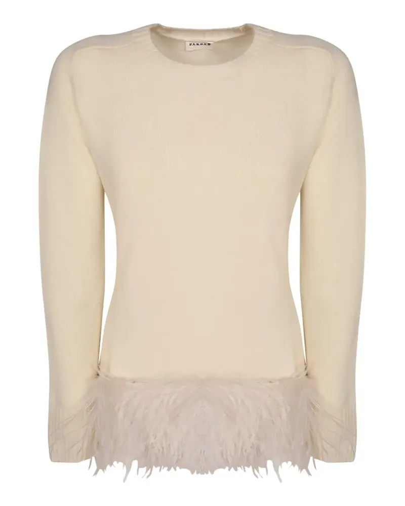 P.A.R.O.S.H. P.A.R.O H. Lestat feather-trim sweater - Nude Nude