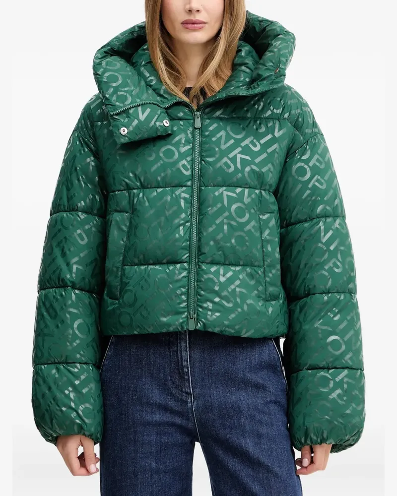 Pinko Kapuzenjacke mit Logo-Muster - Grün Grün