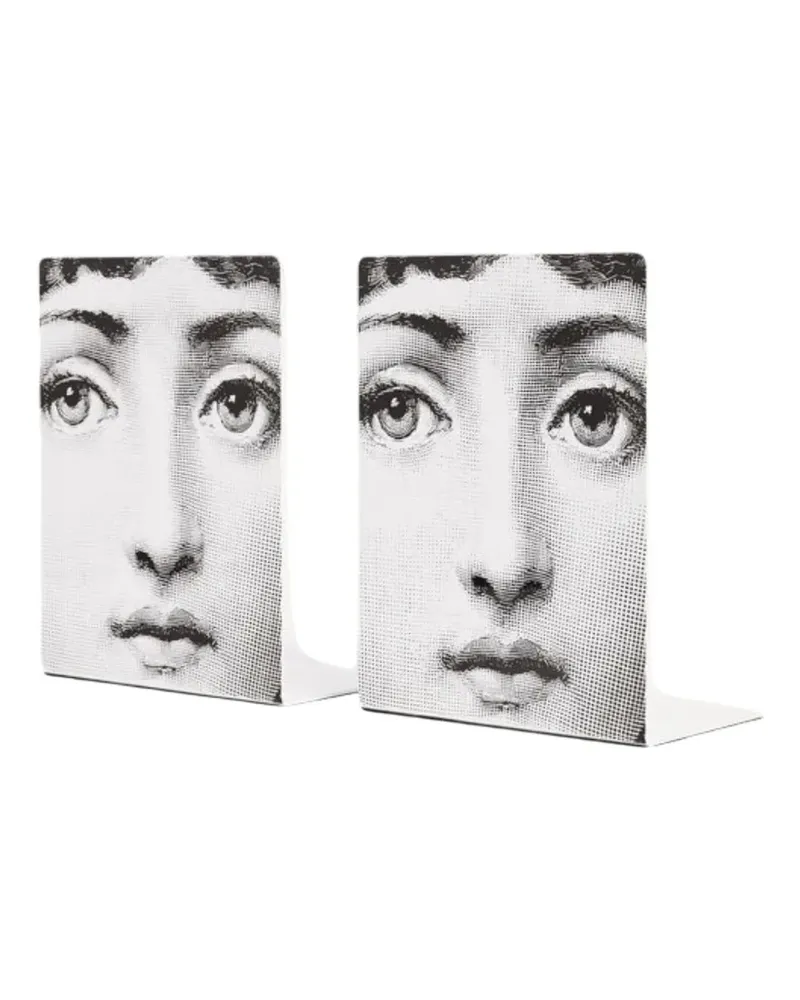 Fornasetti Buchstützen mit Gesichtsmotiv - Schwarz Schwarz