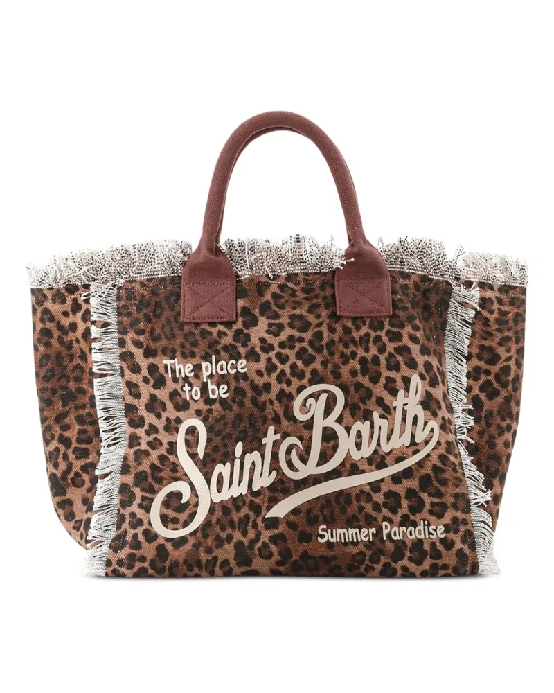 MC2 Saint Barth leopard-print frayed tote bag - Braun Braun
