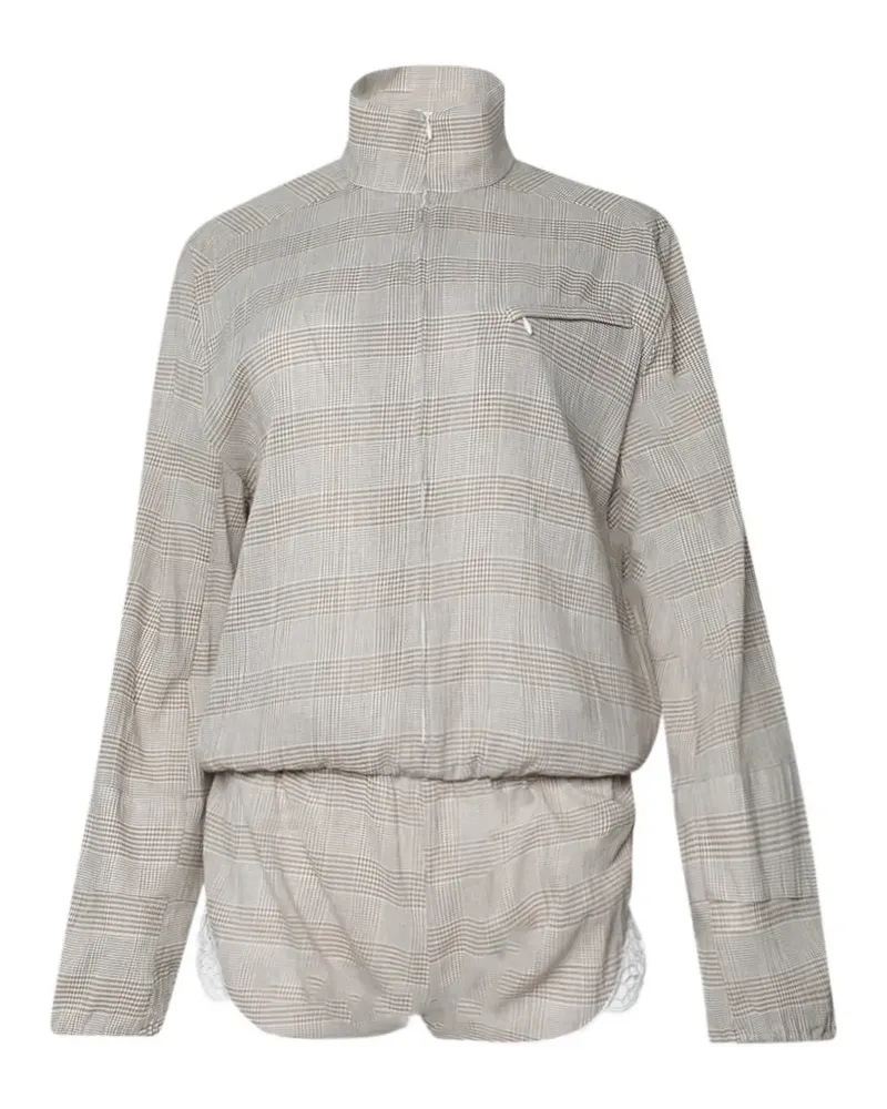 Christopher Esber Batiste embroidered Prince of Wales check jumpsuit - Nude Nude