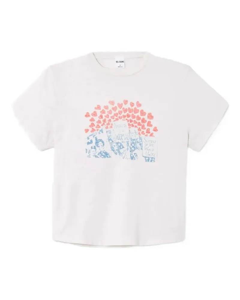 RE/DONE Kastiges T-Shirt mit grafischem Print - Nude Nude