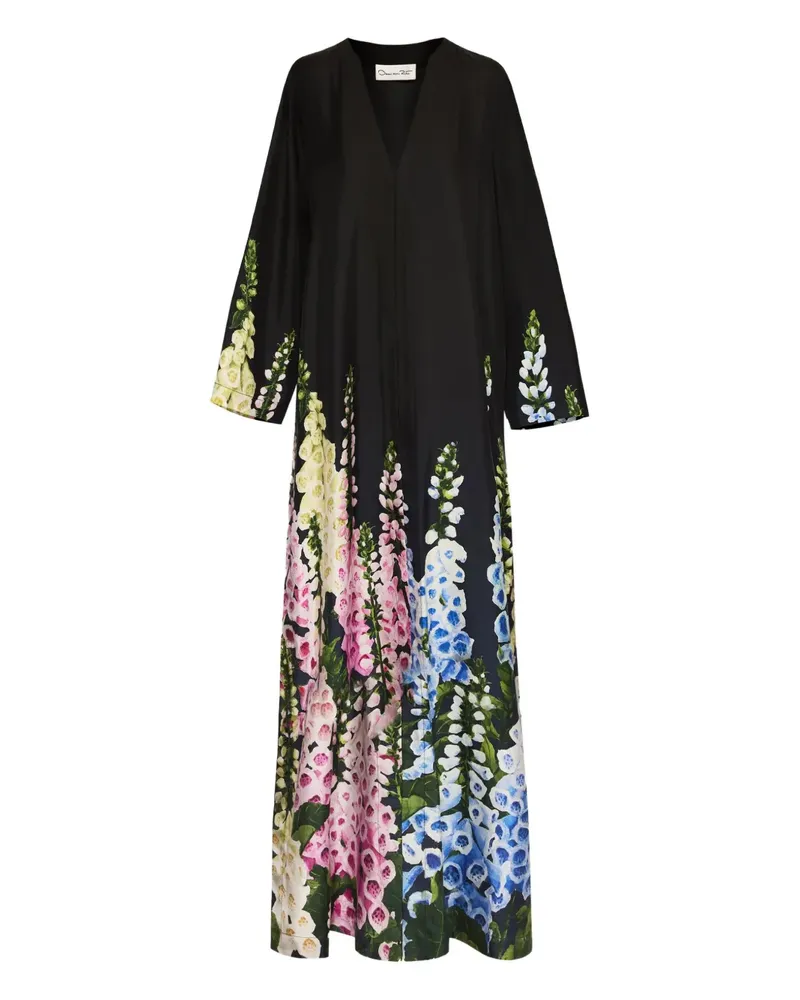 Oscar de la Renta Foxglove Seidentwill-Kleid - Schwarz Schwarz