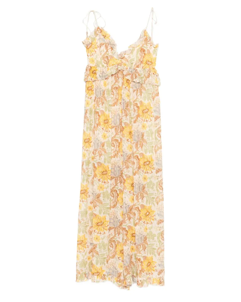 Zimmermann Geblümter Jumpsuit mit Rüschensaum - Nude Nude