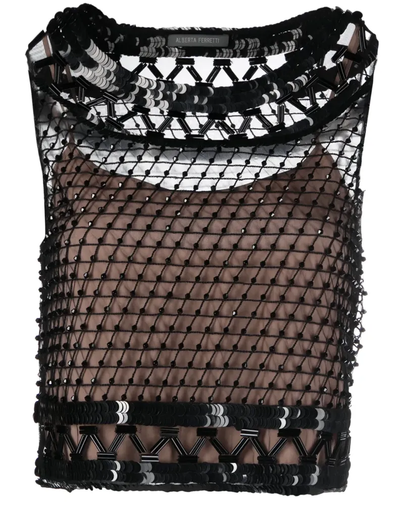 Alberta Ferretti Verziertes Top - Schwarz Schwarz