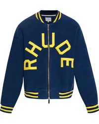 RHUDE Frottee-Collegejacke mit Logo-Applikation Blau