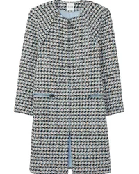 ST. JOHN Einreihiger Tweed-Mantel Blau