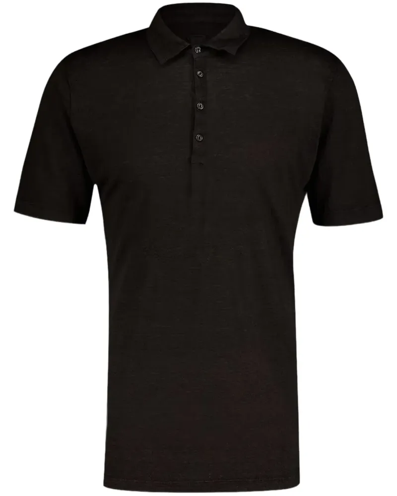 120% Lino Poloshirt aus Leinen - Schwarz Schwarz