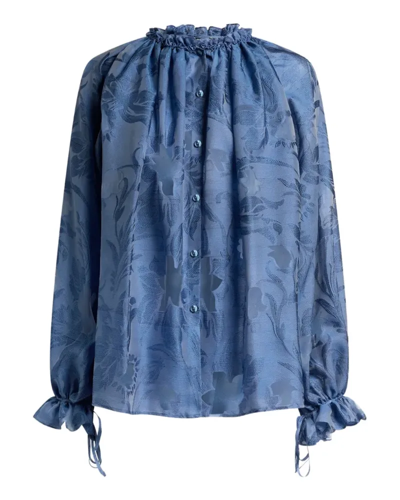 Etro silk jacquard shirt with fil coupé floral motif - Blau Blau