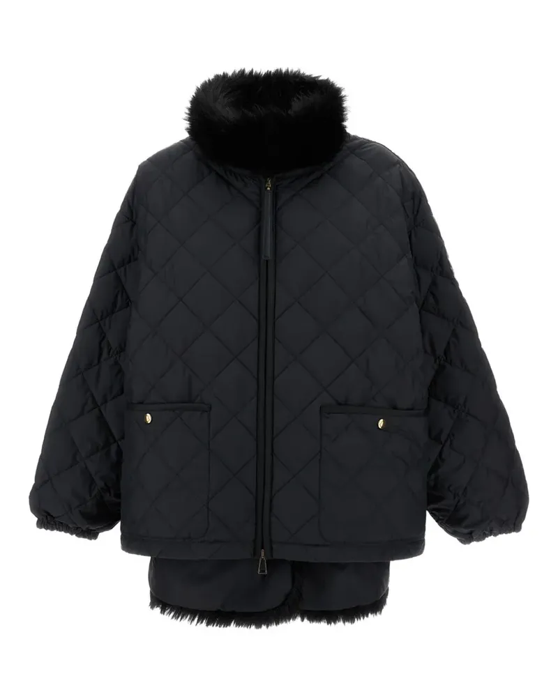 Moncler Gesteppter Mantel aus Faux Fur - Schwarz Schwarz