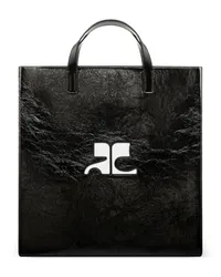 Courrèges Reedition Naplack Tote Bag Schwarz