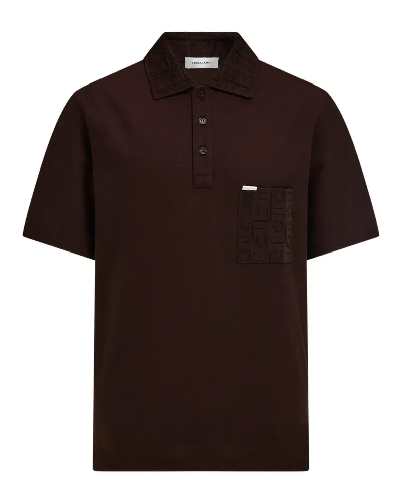 Ferragamo Poloshirt mit Jacquard-Tasche - Braun Braun