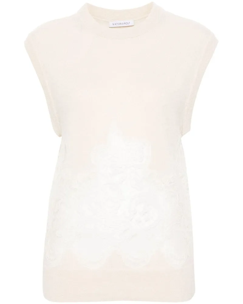 Viktor & Rolf Spencer Pullunder mit Spitzendetail - Nude Nude