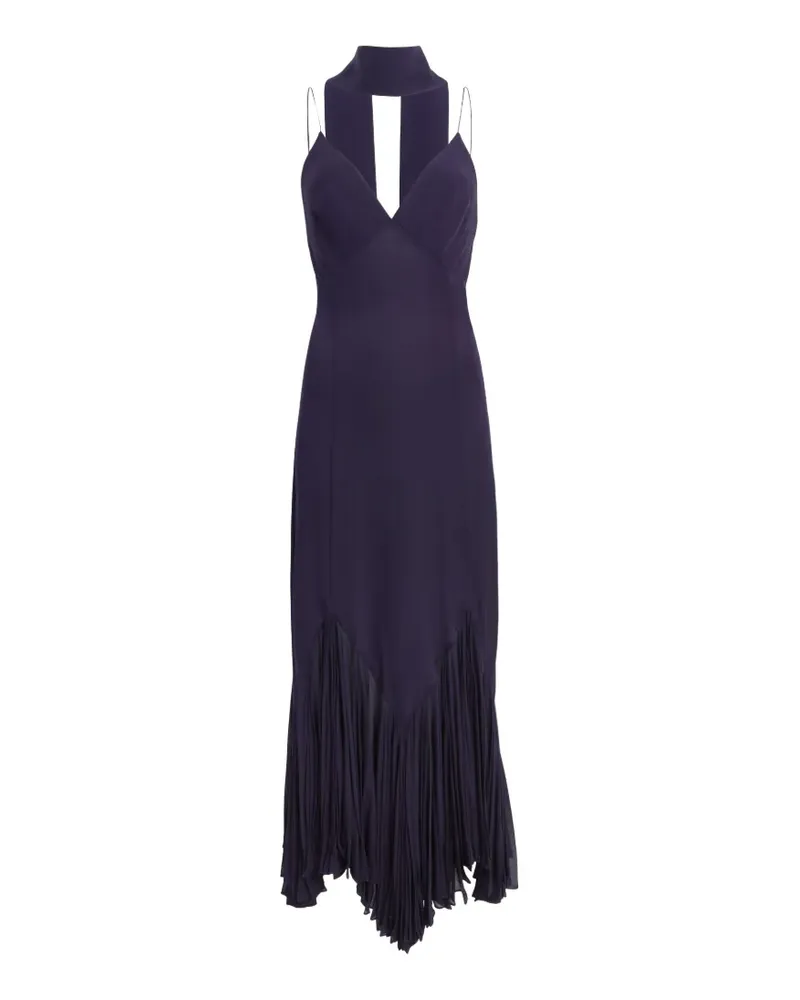 KHAITE Plissiertes Candita Midikleid mit V-Ausschnitt - Blau Blau