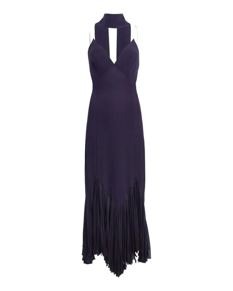 KHAITE Plissiertes Candita Midikleid mit V-Ausschnitt - Blau Blau