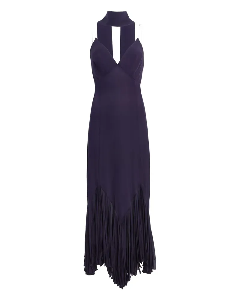 KHAITE Plissiertes Candita Midikleid mit V-Ausschnitt - Blau Blau