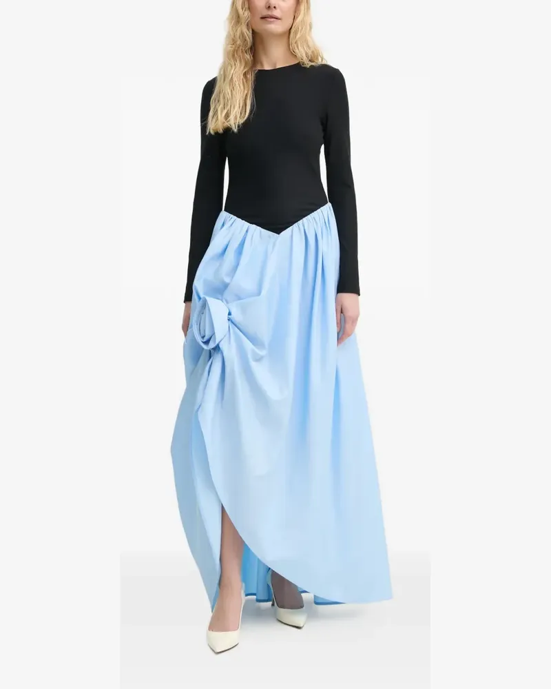 SLEEPER Langärmeliges Maxikleid mit Blumen - Blau Blau