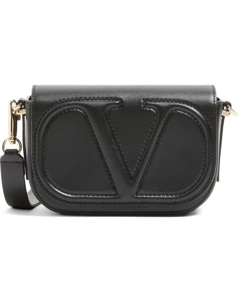 Valentino Garavani VLogo Walk small calfskin crossbody bag - Schwarz Schwarz