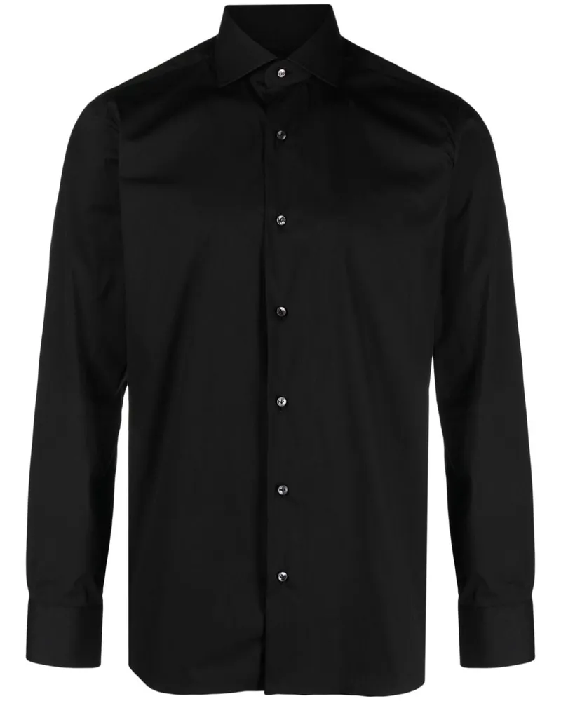 BARBA Hemd mit Spreizkragen - Schwarz Schwarz