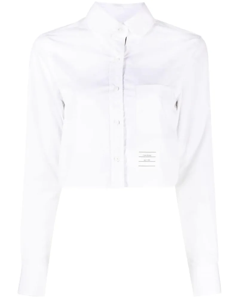Thom Browne Cropped-Hemd mit Logo-Patch - Weiß Weiß
