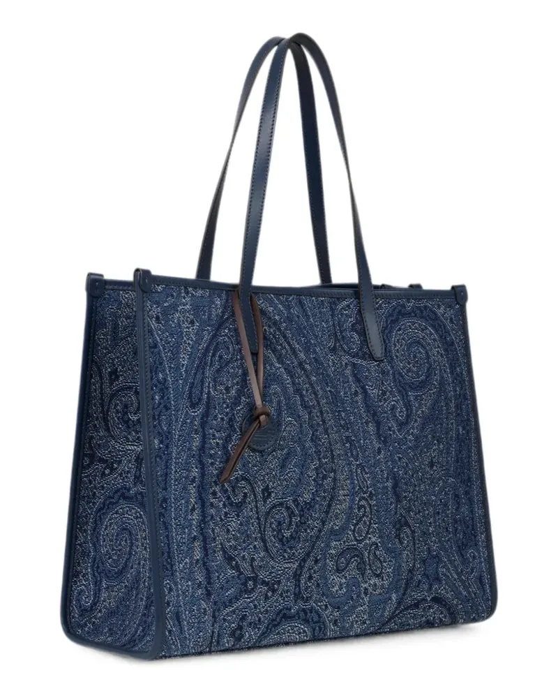 Etro large Love Trotter bag in jacquard denim with Paisley motif - Blau Blau