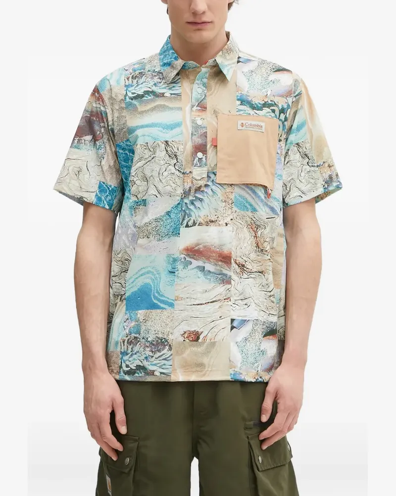 Columbia Sportswear Company Poloshirt mit Patchwork-Einsatz - Blau Blau