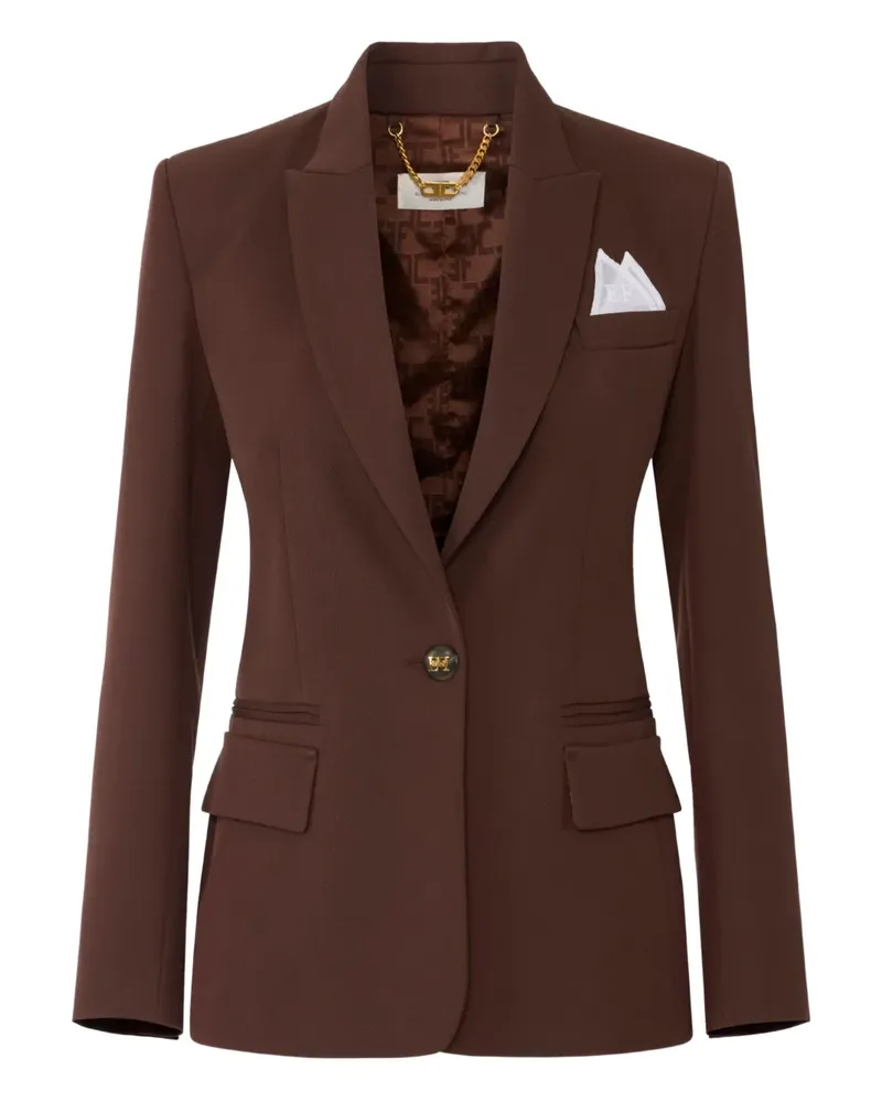 Elisabetta Franchi Gabardine-Blazer mit einem Knopf - Braun Braun