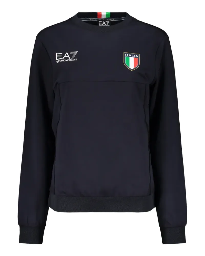 EA7 logo-print panelled sweater - Blau Blau