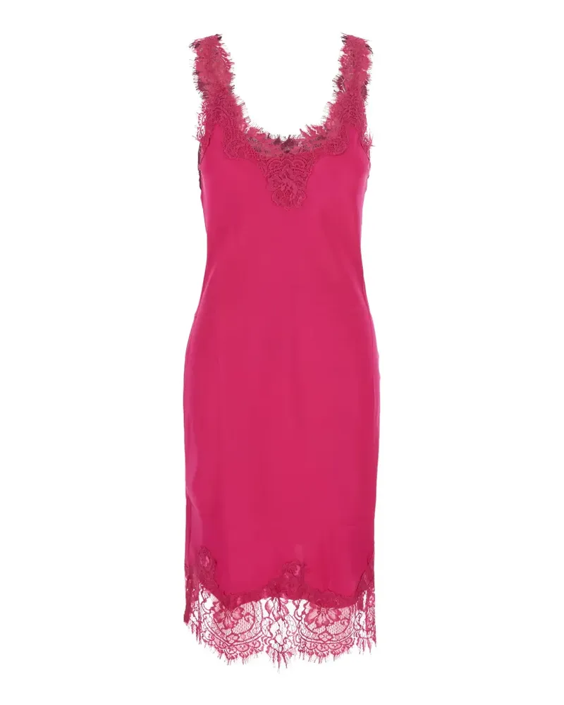 Gold Hawk Clothing Megan lace-trim silk midi dress - Rosa Rosa