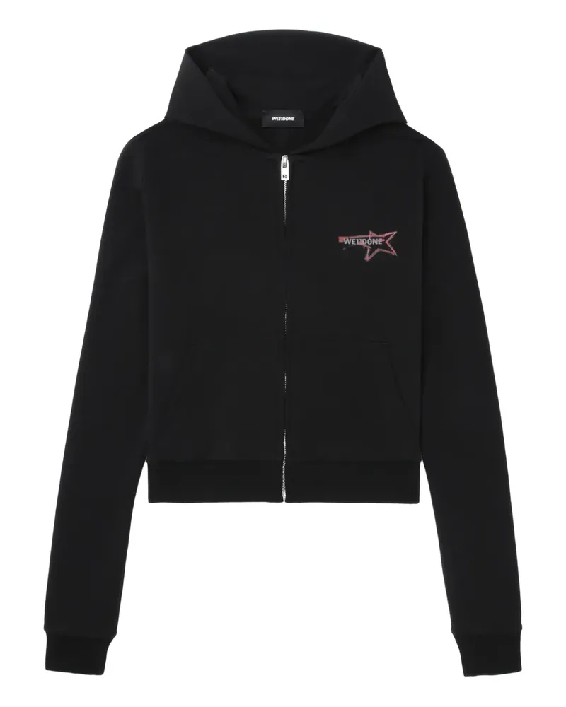 WE 11 DONE Kapuzenjacke mit Sterne-Print - Schwarz Schwarz