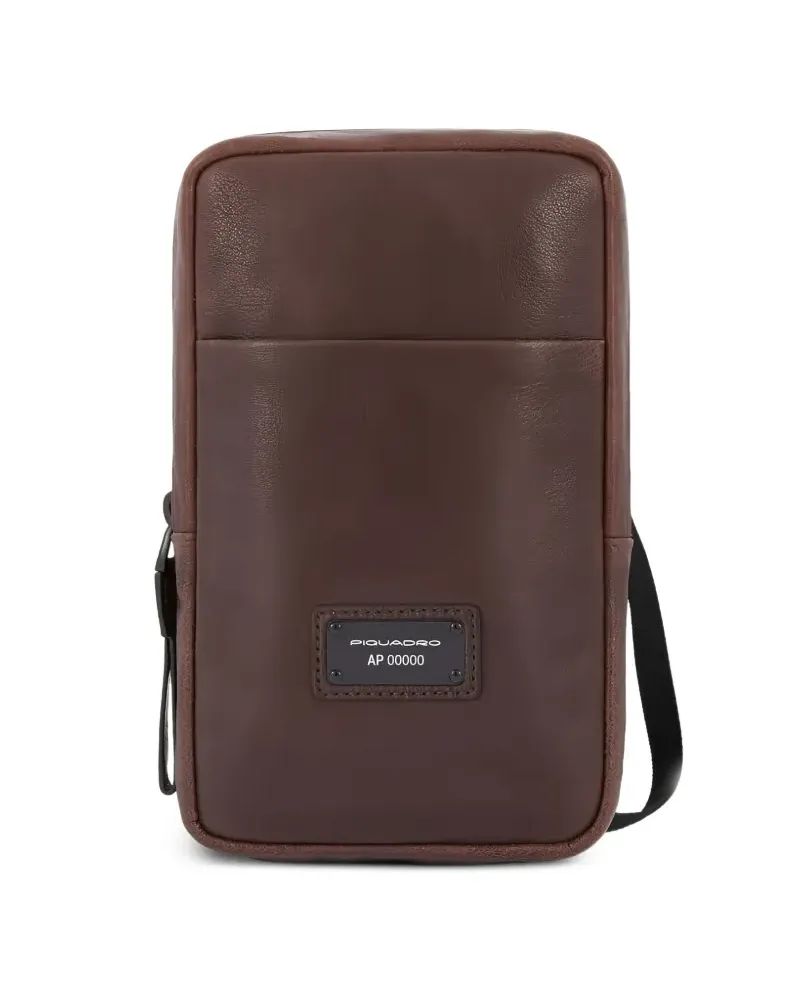 Piquadro Schultertasche mit Logo-Schild - Braun Braun