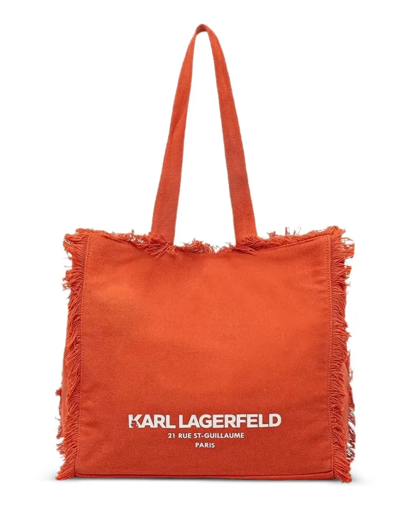 Karl Lagerfeld frayed-edge canvas tote bag - Orange Orange