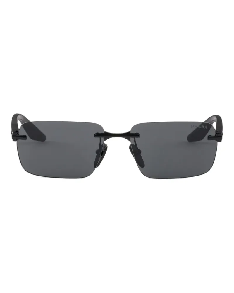 Prada Sonnenbrille mit eckigem Gestell - Schwarz Schwarz