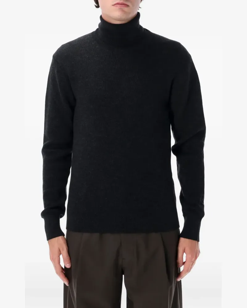 Christophe Lemaire Gerippter Rollkragenpullover - Schwarz Schwarz