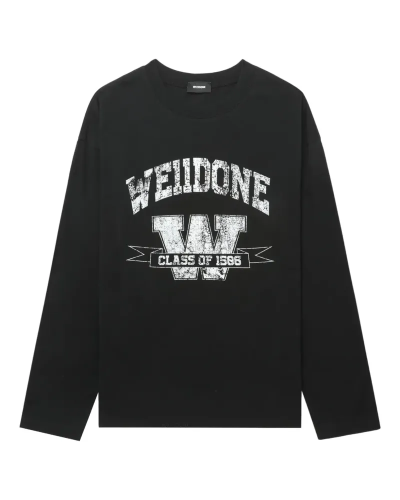 WE 11 DONE Langarmshirt mit Logo-Print - Schwarz Schwarz
